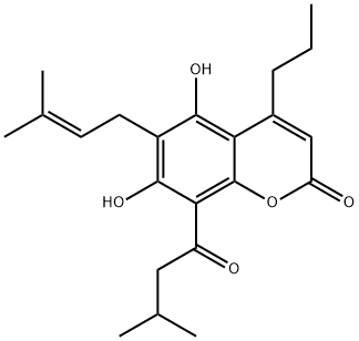 4-Propyl-5,7-dihydroxy-6-(3-methyl-2-butenyl)-8-(3-methylbutyryl)-2H-1-benzopyran-2-one