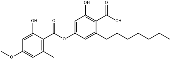 2-Heptyl-6-hydroxy-4-[(2-hydroxy-4-methoxy-6-methylbenzoyl)oxy]benzoic acid