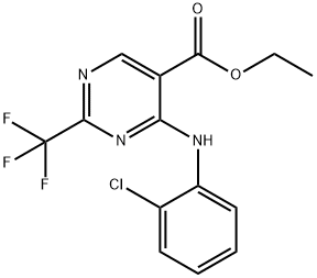 5-PYRIMIDINECARBOXYLIC ACID, 4-(O-CHLOROANILINO)-2-(TRIFLUOROMETHYL)-, ETHYL ESTER