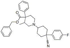 benzyl 1-[4-cyano-4-(4-fluorophenyl)cyclohexyl]-3-methyl-4-phenylpiperidine-4-carboxylate