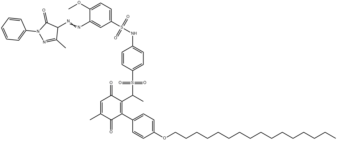 3-[(4,5-dihydro-3-methyl-5-oxo-1-phenyl-1H-pyrazol-4-yl)azo]-N-[4-[[1-[2-[4-(hexadecyloxy)phenyl]-4-methyl-3,6-dioxocyclohexa-1,4-dien-1-yl]ethyl]sulphonyl]phenyl]-4-methoxybenzenesulphonamide