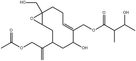 3-Hydroxy-2-methylbutanoic acid [8-[1-(acetoxymethyl)vinyl]-6-hydroxy-1-hydroxymethyl-11-oxabicyclo[8.1.0]undec-4-en-5-yl]methyl ester