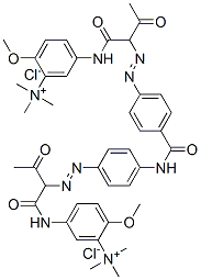 Benzenaminium, 2-methoxy-5-[[2-[[4-[[4-[ [1-[[[4-methoxy-3-(trimethylammonio)phenyl]amino]carbonyl ]-2-oxopropyl]azo]benzoyl]amino]phenyl]az o]-1,3-dioxobutyl]amino]-N,N,N-trimethyl-, dichloride
