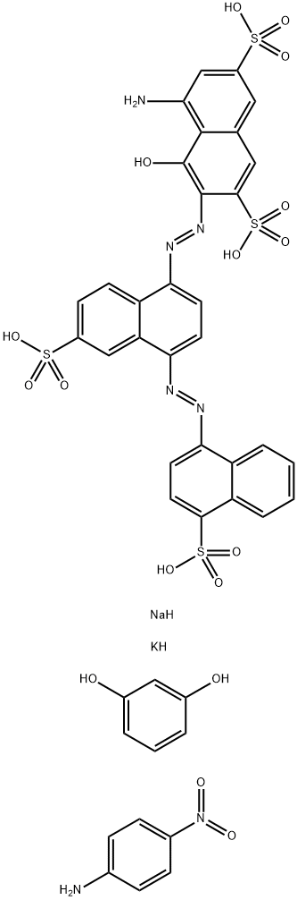 2,7-Naphthalenedisulfonic acid, 5-amino-4-hydroxy-3-[[6-sulfo-4-[(4-sulfo-1-naphthalenyl)azo]-1-naphthalenyl]azo]-, diazotized, coupled with diazotized 4-nitrobenzenamine and resorcinol, potassium sodium salts