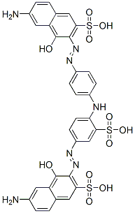 2-Naphthalenesulfonic acid, 6-amino-3-[[4-[[4-[(7-amino-1-hydroxy-3-sulfo-2-naphthalenyl)azo]phenyl]amino]-3-sulfophenyl]azo]-4-hydroxy-, diazotized, coupled with 2,4-diaminobenzenesulfonic acid and m-phenylenediamine, sodium salts