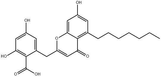 2-[(5-Heptyl-7-hydroxy-4-oxo-4H-1-benzopyran-2-yl)methyl]-4,6-dihydroxybenzoic acid