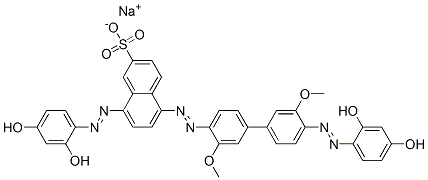 8-[(2,4-Dihydroxyphenyl)azo]-5-[[4'-[(2,4-dihydroxyphenyl)azo]-3,3'-dimethoxy[1,1'-biphenyl]-4-yl]azo]naphthalene-2-sulfonic acid sodium salt