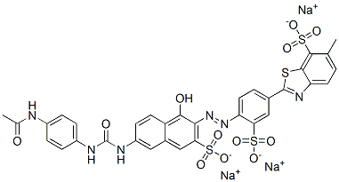 trisodium 2-[4-[[6-[[[[4-(acetamido)phenyl]amino]carbonyl]amino]-1-hydroxy-3-sulphonato-2-naphthyl]azo]-3-sulphonatophenyl]-6-methylbenzothiazole-7-sulphonate