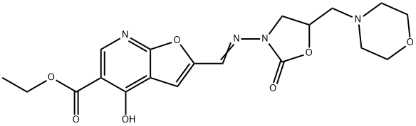 4-Hydroxy-2-[[[5-(4-morpholinylmethyl)-2-oxo-3-oxazolidinyl]imino]methyl]furo[2,3-b]pyridine-5-carboxylic acid ethyl ester