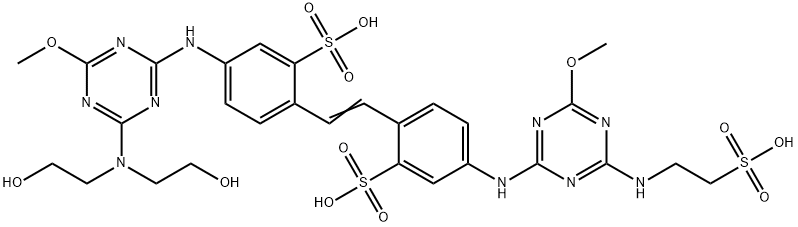 Benzenesulfonic acid, 5-[[4-[bis(2-hydroxyethyl) amino]-6-methoxy-1,3,5-triazin-2-yl]amino]-2-[2- [4-[[4-methoxy-6-[(2-sulfoethyl)amino]-1,3,5-triazi n-2-yl]amino]-2-sulfophenyl]ethenyl]-