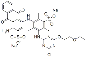 disodium 1-amino-4-[[3-[[4-chloro-6-(2-ethoxyethoxy)-1,3,5-triazin-2-yl]amino]-2,4,6-trimethyl-5-sulphonatophenyl]amino]-9,10-dihydro-9,10-dioxoanthracene-2-sulphonate
