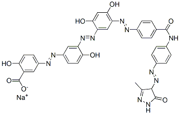 sodium 5-[[3-[[5-[[4-[[[4-[(4,5-dihydro-3-methyl-5-oxo-1H-pyrazol-4-yl)azo]phenyl]amino]carbonyl]phenyl]azo]-2,4-dihydroxyphenyl]azo]-4-hydroxyphenyl]azo]salicylate