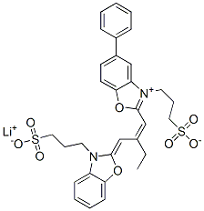 hydrogen 5-phenyl-3-(3-sulphonatopropyl)-2-[2-[[3-(3-sulphonatopropyl)-3H-benzoxazol-2-ylidene]methyl]but-1-enyl]benzoxazolium, lithium salt