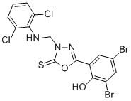 1,3,4-Oxadiazole-2(3H)-thione, 5-(3,5-dibromo-2-hydroxyphenyl)-3-(((2, 6-dichlorophenyl)amino)methyl)-