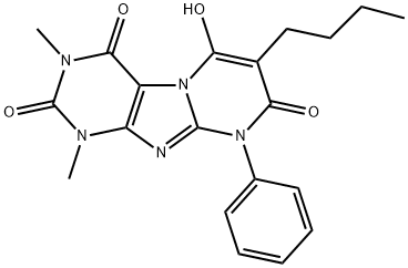 Pyrimido[2,1-f]purine-2,4,8(1H,3H,9H)-trione,  7-butyl-6-hydroxy-1,3-dimethyl-9-phenyl-
