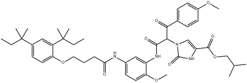 isobutyl 1-[1-[[[5-[[4-[2,4-bis(tert-pentyl)phenoxy]-1-oxobutyl]amino]-2-methoxyphenyl]amino]carbonyl]-2-(4-methoxyphenyl)-2-oxoethyl]-2,3-dihydro-2-oxo-1H-imidazolecarboxylate
