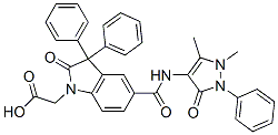 2-[5-[(1,5-dimethyl-3-oxo-2-phenyl-pyrazol-4-yl)carbamoyl]-2-oxo-3,3-d iphenyl-indol-1-yl]acetic acid