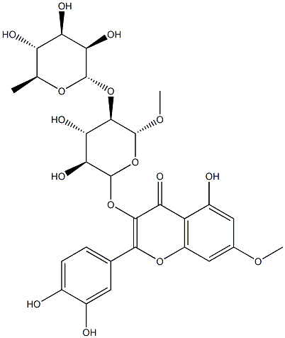 4H-1-Benzopyran-4-one, 3-((2-O-(6-deoxy-alpha-L-mannopyranosyl)-beta-D -glucopyranosyl)oxy)-2-(3,4-dihydroxyphenyl)-5-hydroxy-7-methoxy-