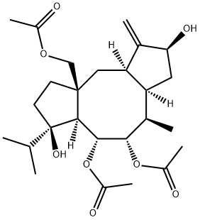 [2S,3aα,6aα,10aα,(-)]-9aβ-(Acetoxymethyl)tetradecahydro-7-isopropyl-4β-methyl-1-methylenedicyclopenta[a,d]cyclooctene-2β,5α,6α,7β-tetrol 5,6-diacetate