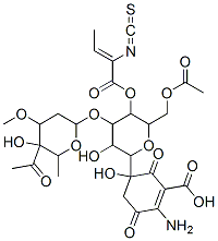 5-[4-(5-acetyl-5-hydroxy-4-methoxy-6-methyl-oxan-2-yl)oxy-6-(acetyloxy methyl)-3-hydroxy-5-[(Z)-2-isothiocyanatobut-2-enoyl]oxy-oxan-2-yl]-2- amino-5-hydroxy-3,6-dioxo-cyclohexene-1-carboxylic acid