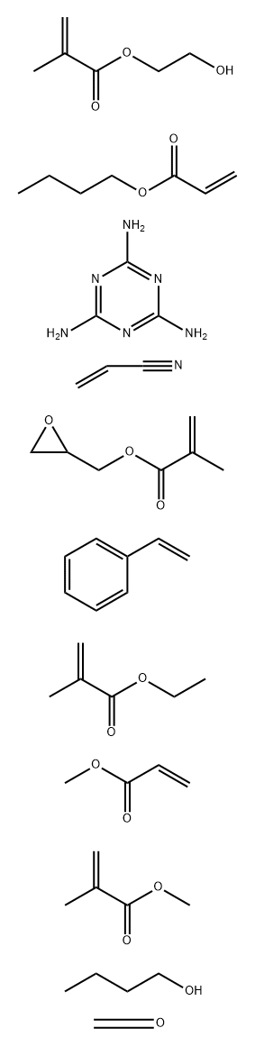 2-Propenoic acid, 2-methyl-, ethyl ester, polymer with butyl 2-propenoate, ethenylbenzene, formaldehyde, 2-hydroxyethyl 2-methyl-2-propenoate, methyl 2-methyl-2-propenoate, methyl 2-propenoate, oxiranylmethyl 2-methyl-2-propenoate, 2-propenenitrile and 1,
