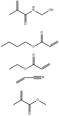 2-Propenoic acid, 2-methyl-, methyl ester, polymer with butyl 2-propenoate, ethyl 2-propenoate, N-(hydroxymethyl)-2-methyl-2-propenamide and 2-propenenitrile