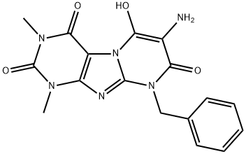 Pyrimido[2,1-f]purine-2,4,8(1H,3H,9H)-trione,  7-amino-6-hydroxy-1,3-dimethyl-9-(phenylmethyl)-