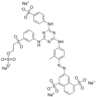 Sulfuric acid sodium=2-[[3-[[4-[[4-[4,8-bis(sodiooxysulfonyl)naphthalene-2-ylazo]-3-methylphenyl]amino]-6-[[4-(sodiooxysulfonyl)phenyl]amino]-1,3,5-triazine-2-yl]amino]phenyl]sulfonyl]ethyl ester salt