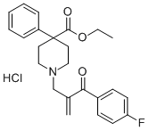 4-Fluorophenyl-1-methylene-2-(4-carbethoxy-4-phenylpiperidino)-ethyl k etone hydrochloride