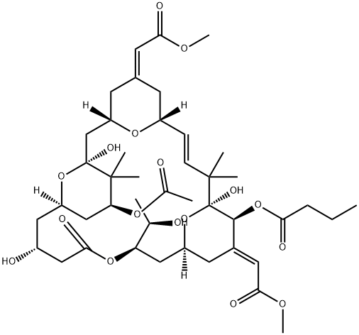 Butanoic acid, (1S,3S,5Z,7R,8E,11S,12S,13E,15S,17R,21R,23R,25S)-25-(acetyloxy)-1,11,21-trihydroxy-17-(1R)-1-hydroxyethyl-5,13-bis(2-methoxy-2-oxoethylidene)-10,10,26,26-tetramethyl-19-oxo-18,27,28,29-tetraoxatetracyclo21.3.1.13,7.111,15nonacos-8-en-12-yl