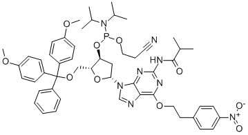 (2R,3S,5R)-2-((BIS(4-METHOXYPHENYL)(PHENYL)METHOXY)METHYL)-5-(2-ISOBUTYRAMIDO-6-(4-NITROPHENETHOXY)-9H-PURIN-9-YL)TETRAHYDROFURAN-3-YL 2-CYANOETHYL DIISOPROPYLPHOSPHORAMIDITE