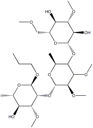 propyl O-(3,6-di-O-methyl-beta-glucopyranosyl)-(1-4)-O-(2,3-di-O-methyl-alpha-rhamnopyranosyl)-(1-2)-3-O-methyl-alpha-rhamnopyranoside