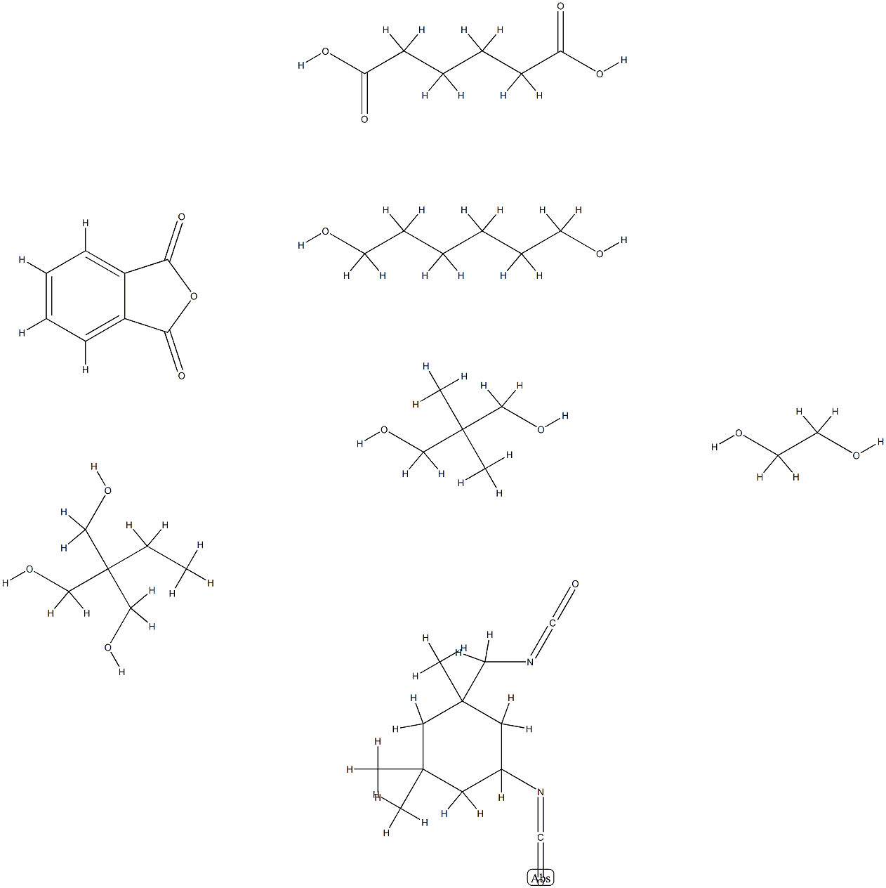 Hexanedioic acid, polymer with 2,2-dimethyl-1,3-propanediol, 1,2-ethanediol, 2-ethyl-2-(hydroxymethyl)-1,3-propanediol, 1,6-hexanediol, 1,3-isobenzofurandione and 5-isocyanato-1-(isocyanatomethyl) -1,3,3-trimethylcyclohexane