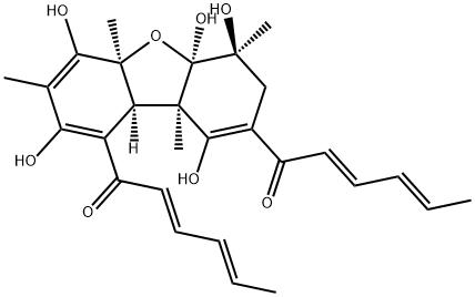 [1,1'-(4a,5a,6,7,9a,9b-Hexahydro-2,4,5a,6,9-pentahydroxy-3,4a,6,9a-tetramethyl-1,8-dibenzofurandiyl)bis(2,4-hexadien-1-one)]