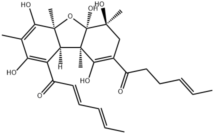 2',3'-Dihydro-[1,1'-(4a,5a,6,7,9a,9b-hexahydro-2,4,5a,6,9-pentahydroxy-3,4a,6,9a-tetramethyl-1,8-dibenzofurandiyl)bis(2,4-hexadien-1-one)]