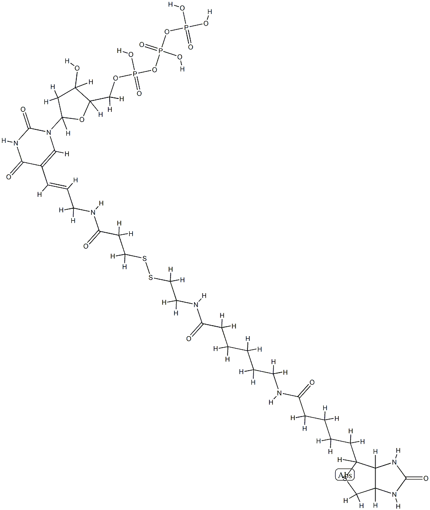 [[[5-[2,4-dioxo-5-[(E)-3-[3-[2-[6-[5-(7-oxo-3-thia-6,8-diazabicyclo[3. 3.0]oct-2-yl)pentanoylamino]hexanoylamino]ethyldisulfanyl]propanoylami no]prop-1-enyl]pyrimidin-1-yl]-3-hydroxy-oxolan-2-yl]methoxy-hydroxy-p hosphoryl]oxy-hydroxy-phosphoryl]oxyphosphonic acid
