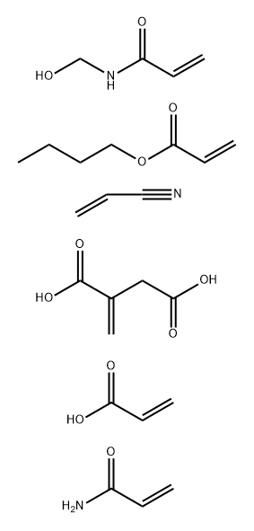 Butanedioic acid, methylene-, polymer with butyl 2-propenoate, N-(hydroxymethyl)-2-propenamide, 2-propenamide, 2-propenenitrile and 2-propenoic acid