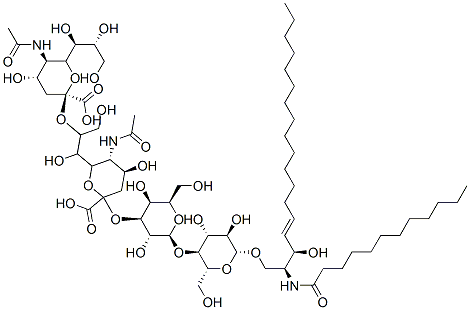 (2S,4S,5R)-6-((1S,2R)-2-((2S,4S,5R)-2-carboxy-5-ethanamido-4-hydroxy-6-((1R,2R)-1,2,3-trihydroxypropyl)tetrahydro-2H-pyran-2-yloxy)-1,3-dihydroxypropyl)-2-((2S,3R,4S,5S,6R)-2-((2R,3S,4R,5R,6R)-6-((2S,3R,E)-2-dodecanamido-3-hydroxyoctadec-4-enyloxy)-4,5-dihydroxy-2-(hydroxymethyl)tetrahydro-2H-pyran-3-yloxy)-3,5-dihydroxy-6-(hydroxymethyl)tetrahydro-2H-pyran-4-yloxy)-5-ethanamido-4-hydroxytetrahydro-2H-pyran-2-carboxylic acid