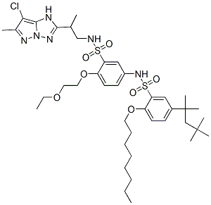 N-[3-[N-[2-(7-Chloro-6-methyl-1H-pyrazolo[1,5-b][1,2,4]triazol-2-yl)propyl]aminosulfonyl]-4-(2-ethoxyethoxy)phenyl]-2-octyloxy-5-(1,1,3,3-tetramethylbutyl)benzenesulfonamide