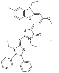5-[3-ETHOXY-4-(3-ETHYL-5-METHYL-2(3H)-BENZOTHIAZOLYLIDENE)-2-BUTENYLIDENE]-3-ETHYL-2-[(3-ETHYL-4,5-DIPHENYL-2(3H)-THIAZOLYLIDENE)METHYL]-4,5-DIHYDRO-4-OXOTHIAZOLIUM IODIDE