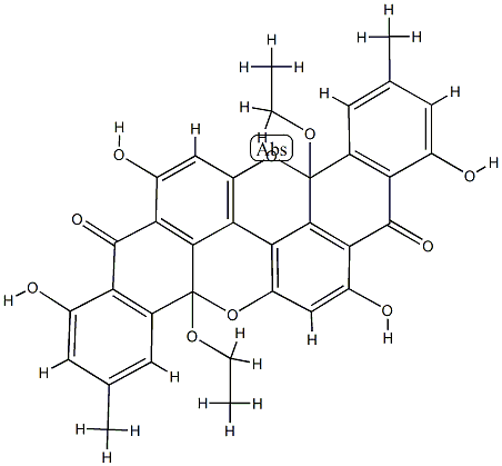 4b,12b-Diethoxy-4b,12b-dihydro-1,7,9,15-tetrahydroxy-3,11-dimethyldibenzo[a,j]-peri-xanthenoxanthene-8,16-dione