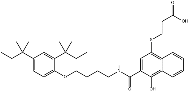3-(3-(4-(2,4-bis(1,1-dimethylpropyl)phenoxy)butylaminocarbonyl-4-hydroxy-1-naphthalenyl)thio)propanoic acid