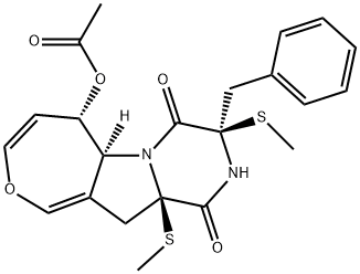 [3R,(-)]-6β-Acetyloxy-2,3,5aβ,6,11,11a-hexahydro-3α,11aα-bis(methylthio)-3-benzyloxepino[3',4':4,5]pyrrolo[1,2-a]pyrazine-1,4-dione