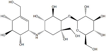 1-O-β-D-Glucopyranosyl-2-C-(hydroxymethyl)-4-[[(1S,4R,5S,6S)-4,5,6-trihydroxy-3-(hydroxymethyl)-2-cyclohexen-1-yl]amino]-3,4-dideoxy-D-epi-inositol