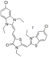 Benzothiazolium, 5-chloro-2-[[5-[(5-chloro- 1,3-diethyl-1,3-dihydro-2H-benzimidazol-2-ylidene )ethylidene]-3-ethyl-4-oxo-2-thiazolidinylidene]methy l]-3-ethyl-, iodide