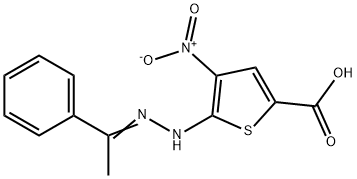 2-Thiophenecarboxylic  acid,  5-[(-alpha--methylbenzylidene)hydrazino]-4-nitro-  (7CI)
