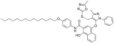 1-Hydroxy-4-[[3-methyl-4-[[(5-methyl-1,3,4-oxadiazol-2-yl)thio]methyl]-1-phenyl-1H-pyrazol-5-yl]oxy]-N-(4-tetradecyloxyphenyl)-2-naphthalenecarboxamide
