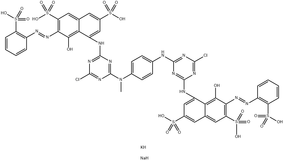 2,7-Naphthalenedisulfonic acid, 5-4-chloro-6-4-4-chloro-6-8-hydroxy-3,6-disulfo-7-(2-sulfophenyl)azo-1-naphthalenylamino-1,3,5-triazin-2-ylaminophenylmethylamino-1,3,5-triazin-2-ylamino-4-hydroxy-3-(2-sulfophenyl)azo-, potassium sodium salt