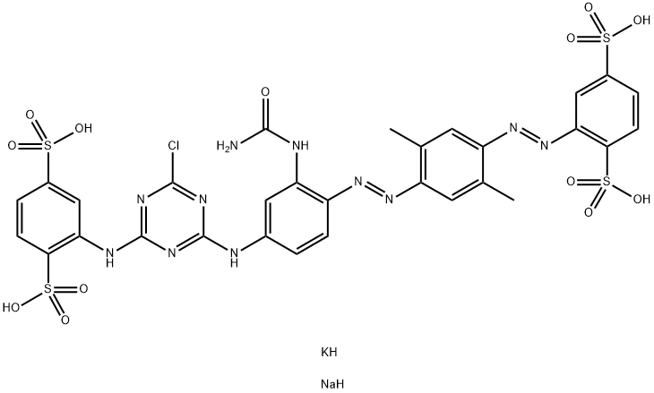 1,4-Benzenedisulfonic acid, 2-[[4-[[2-[(aminocarbonyl) amino]-4-[[4-chloro-6-[(2,5-disulfophenyl)amino] -1,3,5-triazin-2-yl]amino]phenyl]azo]-2,5-dimethylpheny l]azo]-, potassium sodium salt