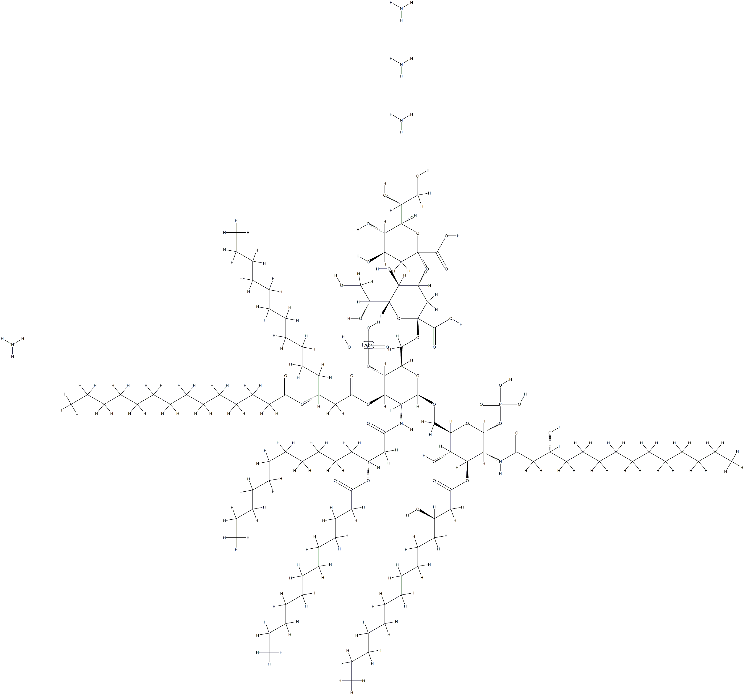 O-3-脱氧-ALPHA-D-阿卓-2-吡喃辛酮糖酸基-(2-4)-O-3-脱氧-ALPHA-D-阿卓-2-吡喃辛酮糖酸基-(2-6)-O-2-脱氧-2-[[(3R)-1-氧代-3-[(1-氧代十二烷基)氧基]十四烷基]氨基]-3-O-[(3R)-1-氧代-3-[(1-氧代十四烷基)氧基]十四烷基]-4-O-膦酰-BETA-D-吡喃葡萄糖基-(1-6)-2-脱氧-2-[[(3R)-3-羟基-1-氧代十四烷基]氨基]-ALPHA-D-吡喃葡萄糖 1-(磷酸二氢酯) 3-[(3R)-3-羟基十四烷酸酯]四铵盐